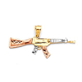 Gun Mens Pendant in 14K Tri-Color Gold