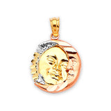 Sun Ladies Pendant in 14K Tri-Color Gold
