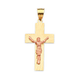 Crucifix Pendant in 14K Two-Tone Gold