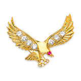 White CZ Eagle Mens Pendant in 14K Gold