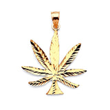 Marijuana Mens Pendant in 14K Gold