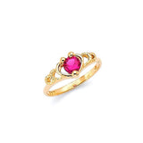 Red CZ Kids Ring in 14K Gold