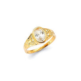 White CZ Kids Ring in 14K Gold