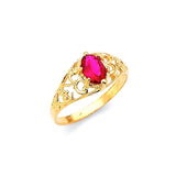 Red CZ Kids Ring in 14K Gold