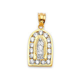 White CZ Guadalupe Pendant in 14K Tri-Color Gold