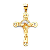 White CZ Crucifix Pendant in 14K Gold