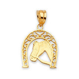 Horse Mens Pendant in 14K Gold