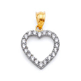 White CZ Heart Ladies Pendant in 14K Two-Tone Gold