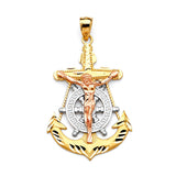 Anchor Pendant in 14K Tri-Color Gold