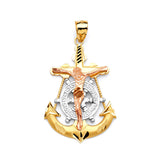 Anchor Pendant in 14K Tri-Color Gold