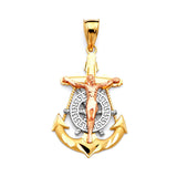 Anchor Pendant in 14K Tri-Color Gold