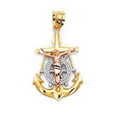 Anchor Pendant in 14K Tri-Color Gold