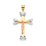 Crucifix Pendant in 14K Tri-Color Gold