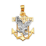 Anchor Mens Pendant in 14K Two-Tone Gold