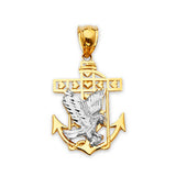 Anchor Mens Pendant in 14K Two-Tone Gold