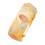 Adjustable 7"-8" Guadalupe Ladies Bangle in 14K Tri-Color Gold