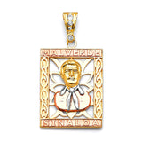 Malverde Mens Pendant in 14K Tri-Color Gold