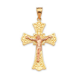 Crucifix Pendant in 14K Two-Tone Gold