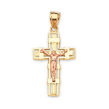 Crucifix Pendant in 14K Two-Tone Gold