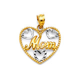 Heart Ladies Pendant in 14K Two-Tone Gold