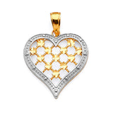 Heart Ladies Pendant in 14K Two-Tone Gold