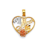 Heart Ladies Pendant in 14K Tri-Color Gold