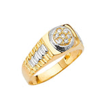 White CZ Micro-Pave Mens Ring in 14K Two-Tone Gold