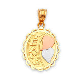 Ladies Pendant in 14K Tri-Color Gold