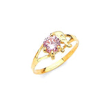 Pink CZ Kids Ring in 14K Gold
