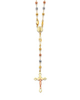 24'' Crucifix Five-Decade Rosary Necklace in 14K Tri-Color Gold