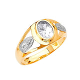 White CZ Guadalupe Mens Ring in 14K Two-Tone Gold