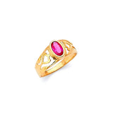 Red CZ Kids Ring in 14K Gold