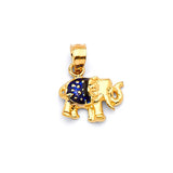 Blue Enamel Elephant Ladies Pendant in 14K Gold