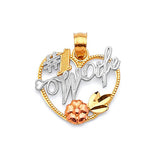 Heart Ladies Pendant in 14K Tri-Color Gold