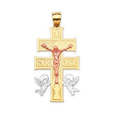 Crucifix Pendant in 14K Tri-Color Gold