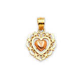 Heart Ladies Pendant in 14K Two-Tone Gold