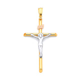 Crucifix Pendant in 14K Tri-Color Gold