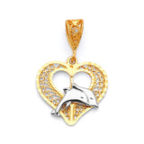 Dolphin Ladies Pendant in 14K Two-Tone Gold