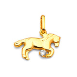 White CZ Horse Ladies Pendant in 14K Gold