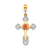 Cross Pendant in 14K Tri-Color Gold