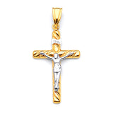 Crucifix Pendant in 14K Two-Tone Gold