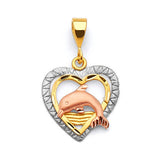 Dolphin Ladies Pendant in 14K Tri-Color Gold