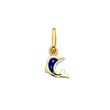 Blue Enamel Dolphin Ladies Pendant in 14K Gold