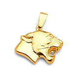 White CZ Cat Pendant in 14K Gold