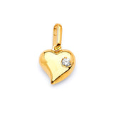 White CZ Heart Ladies Pendant in 14K Gold