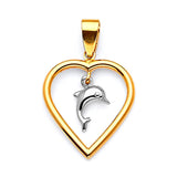 Dolphin Ladies Pendant in 14K Two-Tone Gold