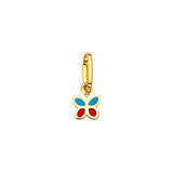 Red & Blue Enamel Butterfly Ladies Pendant in 14K Gold