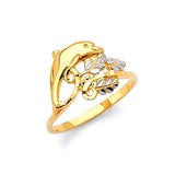 Dolphin Ladies Ring in 14K Two-Tone Gold