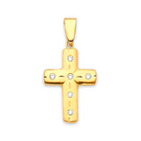 White CZ Cross Pendant in 14K Gold