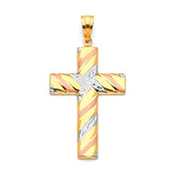 Cross Pendant in 14K Tri-Color Gold